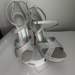 Elegant Silver Strappy Heels